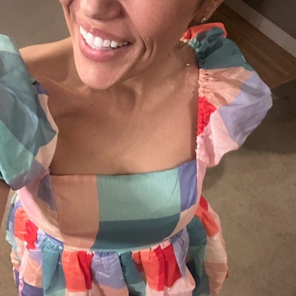 Color Block Patterned Tea Party Dress - Picture 2 of 2